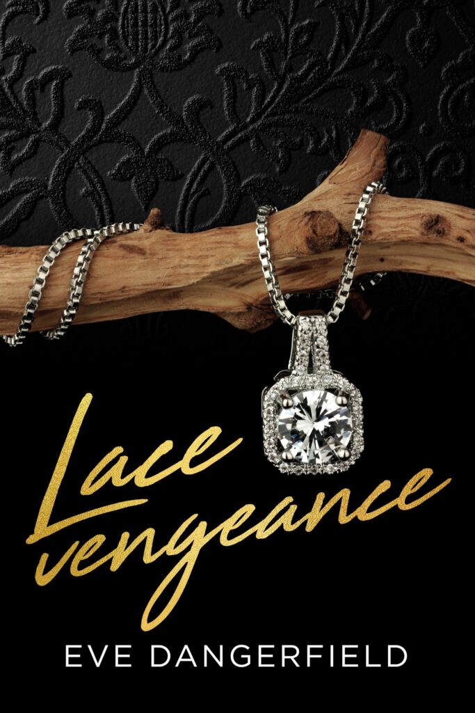 Cover of Lace Vengeance, which features a branch with a diamond necklace dangling from it.